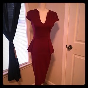 Maroon peplum dress